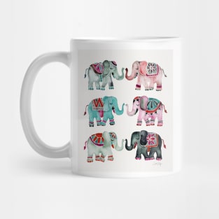 turquoise red elephants Mug